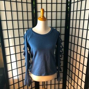 Derek Heart warm blue sweater cut out long sleeve